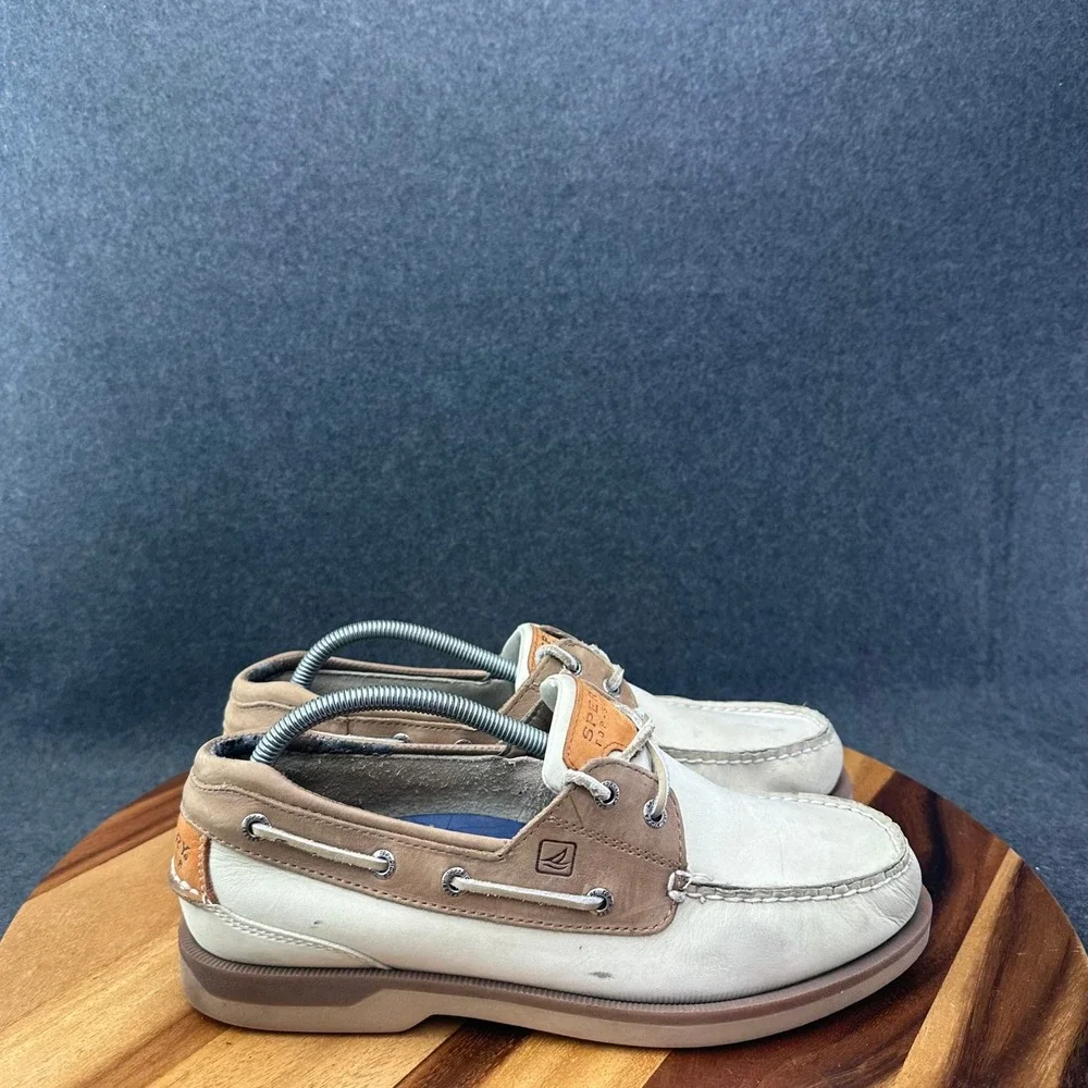 Sperry Top Sider Mako Collection Boat Shoes Mens Size 10 Oyster Taupe Leather